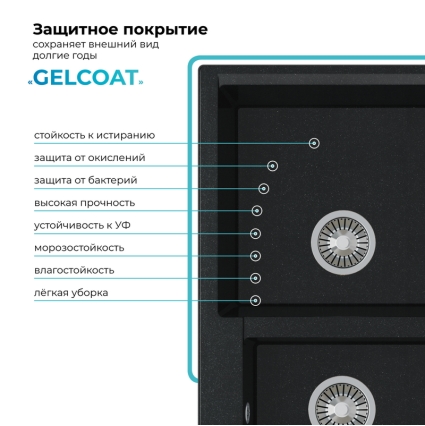 Мойка кухонная POLYGRAN BRIG 772 (космос №316)